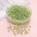 4mm light green glass beads in a clear box for DIY jewelry making and craft projects - Light Green