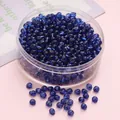Deep blue 4mm glass seed beads in a round storage box for DIY jewelry making - Sapphire Blue