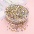 Perles de verre 3mm couleurs macaron avec doublure argentée en boîte pour bijoux DIY - 3mm (10g/paquet, env. 300 pièces) / Macarons