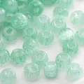 Light green striped glass beads with glitter for DIY jewelry and necklaces - Light Green Textured Bugle Beads (Style39)