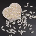 Perle a goccia in ABS bianco crema in piatto a forma di cuore per gioielli fai da te - Perline di conteria / 6x12mm (100 Pezzi/Confezione) / Beige