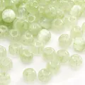 Light green striped glass seed beads with dark speckles for DIY jewelry making - Light Green Striped Round Beads (Style40)