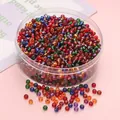 Perles de rocaille en verre de 3mm assorties dans une boîte ronde pour bijoux DIY - 3mm (10g/paquet, env. 300 pièces) / Série Argent Profond
