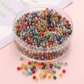 Ensemble de perles de rocaille colorées 3mm pour DIY dans une boîte ronde claire - 3mm (10g/paquet, env. 300 pièces) / Mélange Aléatoire