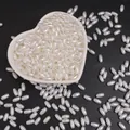 Perle ovali d'imitazione bianche lucide in una ciotola di ceramica per gioielli DIY - Perline di conteria / 4x8mm (100 Pezzi/Confezione) / Beige