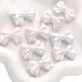 Iridescent white acrylic bow beads for DIY bracelets and creative jewelry making - Stackable Design / Pack of 2 (29x22mm) / White