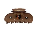 Elegant dark brown acetate hair claw clip with leopard bow and sparkling rhinestones - Brown Bowknot