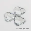 Transparent heart shaped acrylic sew-on rhinestones 16x16mm for DIY dress decoration - 16x16mm (50 Pieces/Pack) / Clear White