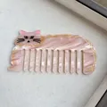 Roze marmeren acetaat haarkam in de vorm van een kat met gouden lijnen voor meisjes - Roze