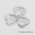 Clear heart-shaped 14x14mm acrylic sew-on rhinestones pack with 50 pieces per lot - 14x14mm (50 Pieces/Pack) / Clear White
