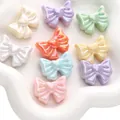 DIY colorful acrylic bow beads with iridescent pearl finish for jewelry making - Heart Shape / Pack of 10 (28x22mm) / Random Mixed Colors