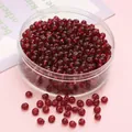 DIY transparent red glass seed beads in a round storage box for making jewelry - Dark Red