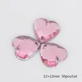 Pink heart-shaped acrylic sewing rhinestones for DIY clothing with 12x12mm size - 12x12mm (50 Pieces/Pack) / Pink