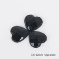 12x12mm heart shaped black acrylic flatback beads for DIY sewing, set of 50 pieces - 12x12mm (50 Pieces/Pack) / Black