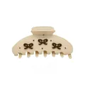 Beige acetate claw clip with brown bows and sparkling rhinestones for women - Triple Coffee Bow