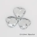 12mm hartvormige acryl naai-steentjes met twee gaten in een set van 50 stuks groot - 12x12mm (50 Stuks/Verpakking) / Helder Wit