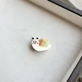 Detail of cute resin snail hair clip with amber shell and cream body for girls - Beige Snail