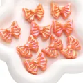 Orange-pink iridescent acrylic bow beads with heart relief for DIY jewelry making - Heart Shape / Pack of 2 (28x22mm) / Orange Red