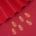 Chinese New Year gold sand charms with red enamel oil and wealth characters - Prosperity And Wealth Tablet (FGT658) / 8x15mm (1 Piece/Pack)