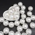 Grandi perle bianche finte in ABS lucido per creazione di gioielli fai da te - Perline rotonde / 25mm (5 Pezzi/Confezione) / Bianco