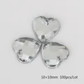 10mm heldere hartvormige acryl strassteentjes voor het naaien van trouwjurken 100st - 10x10mm (100 Stuks/Verpakking) / Helder Wit