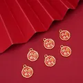 DIY Golden Daruma pendants with lucky red enamel for traditional bracelets and necklaces - Good Things Coming Daruma (FGT658) / 12x15mm (1 Piece/Pack)