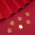 Golden red enamel pendant with Prosperity character for DIY bracelets and necklaces - Red Fortune Character Round Charm (FGT658) / 13x13mm (1 Piece/Pack)
