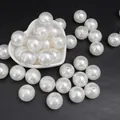 Perline di imitazione rotonde in ABS bianco lucido con fori per la creazione di gioielli fai da te - Perline rotonde / 20mm (10 Pezzi/Confezione) / Bianco