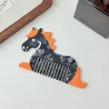 Pettine per capelli carino a forma di cavallo in acetato marmorizzato nero e bianco - Nero Gemma