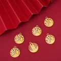 Golden koi fish charms with red enamel oil drip finish for DIY New Year jewelry making - Koi Fish Round Tablet (FGT658) / 15x18mm (1 Piece/Pack)