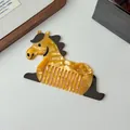 Pettine in acetato a forma di pony con motivo tartarugato ambra e denti larghi - Arancione Ambra