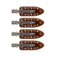 Set of 4 dark brown acetate flower hair clips with rhinestones and silver duckbill clips - Brown Petal Rhinestone
