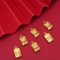 Golden fortune bag charm set with red fortune symbols for DIY jewelry making - Wealth Fortune Lucky Bag (FGT658) / 10x18mm (1 Piece/Pack)