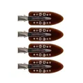 Set of 4 dark brown acetate hair clips with inlaid rhinestones on silver metal base - Brown Multi-Rhinestone