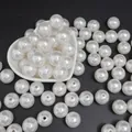 Perle tonde in ABS bianco con fori per creazione gioielli DIY in piatto a cuore - Perline rotonde / 16mm (20 Pezzi/Confezione) / Bianco