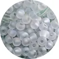 DIY handmade minimalist matte white frosted glass beads for jewelry making projects - 3mm (Aperture Approx. 0.8mm) / Style 03 / 10g/Pack (Approx. 220 pcs) / Iridescent Frosted Milky White