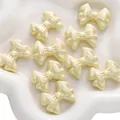 Charming aurora cream yellow acrylic bow beads for DIY jewelry making and bracelets - Double Layer Design / Pack of 2 (31x21mm) / Yellow