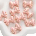 Charming iridescent pink acrylic bow beads for DIY jewelry making and bracelets - Double Layer Design / Pack of 2 (31x21mm) / Pink