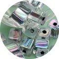 2-4mm iridescent aurora glass cube loose beads for handmade DIY jewelry crafts - Iridescent Transparent Cube