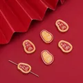 DIY charm beads with Ten Thousand Liang text in red and gold finish for jewelry making - Ten Thousand Liangs Red Bead (FGT658) / 11x15mm (1 Piece/Pack)