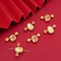 Golden ingot bead with Chinese prosperity characters for DIY jewelry crafting - Wealth Fortune Shape Bead (FGT658) / 22x13mm (1 Piece/Pack)