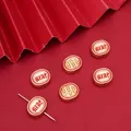Golden abacus and lucky charm bead with red enamel for DIY jewelry making - Fortune Abacus Bead (FGT658) / 13x11mm (1 Piece/Pack)