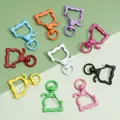 Colorful cat-shaped alloy spring lobster clasps for DIY keychains in ten vibrant finishes - Cat Style (FKY107) / 10 Pieces/Pack (21x34mm) / Multicolor