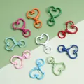 Colorful heart-shaped alloy lobster clasps with rotating base for DIY keychains - Heart Style (FKY107) / 10 Pieces/Pack (24x34mm) / Multicolor
