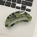 Green tortoise shell acetate hair claw clip with golden Creation France lettering - 9.5*4.5cm / Green Black Pattern