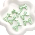 DIY colorful acrylic bow beads in mint green aurora finish for jewelry making - Ribbon Shape / Pack of 5 (32x24mm) / Green