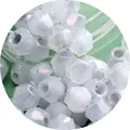 2-4mm faceted milky white iridescent glass beads with center holes for DIY jewelry - Milky Iridescent Faceted