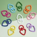Colorful heart-shaped alloy lobster clasps for DIY keychains in ten vibrant colors - Active Heart Snap Style (FKY107) / 5 Pieces/Pack (27x44mm) / Multicolor
