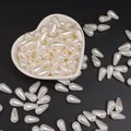 Perle finte in ABS bianco crema a forma di goccia per gioielli fai da te in ciotola - Perlina a Goccia / 8x15mm (50 Pezzi/Confezione) / Beige
