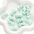 Mint green AB color acrylic bow beads with iridescent pearl finish for DIY jewelry - Round Edge Design / Pack of 5 (26x15mm) / Green